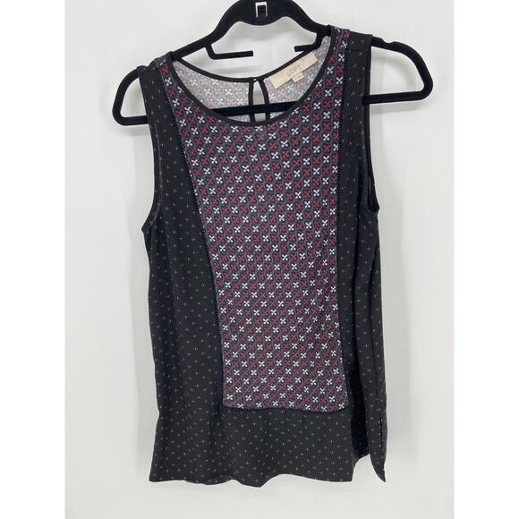 LOFT Tops - Loft Red White Geometric Floral Print Womens Sleeveless Tank Medium